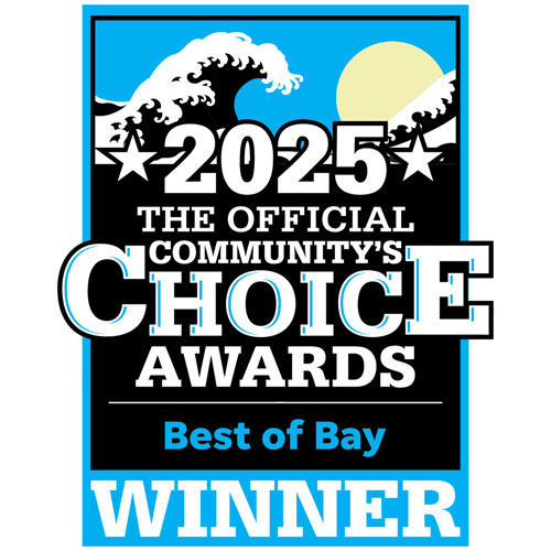 The badge for the 2025 Best of the Bay winner for Dermatology Associates & Skin Cancer Center in Panama City and Panama City Beach, FL.